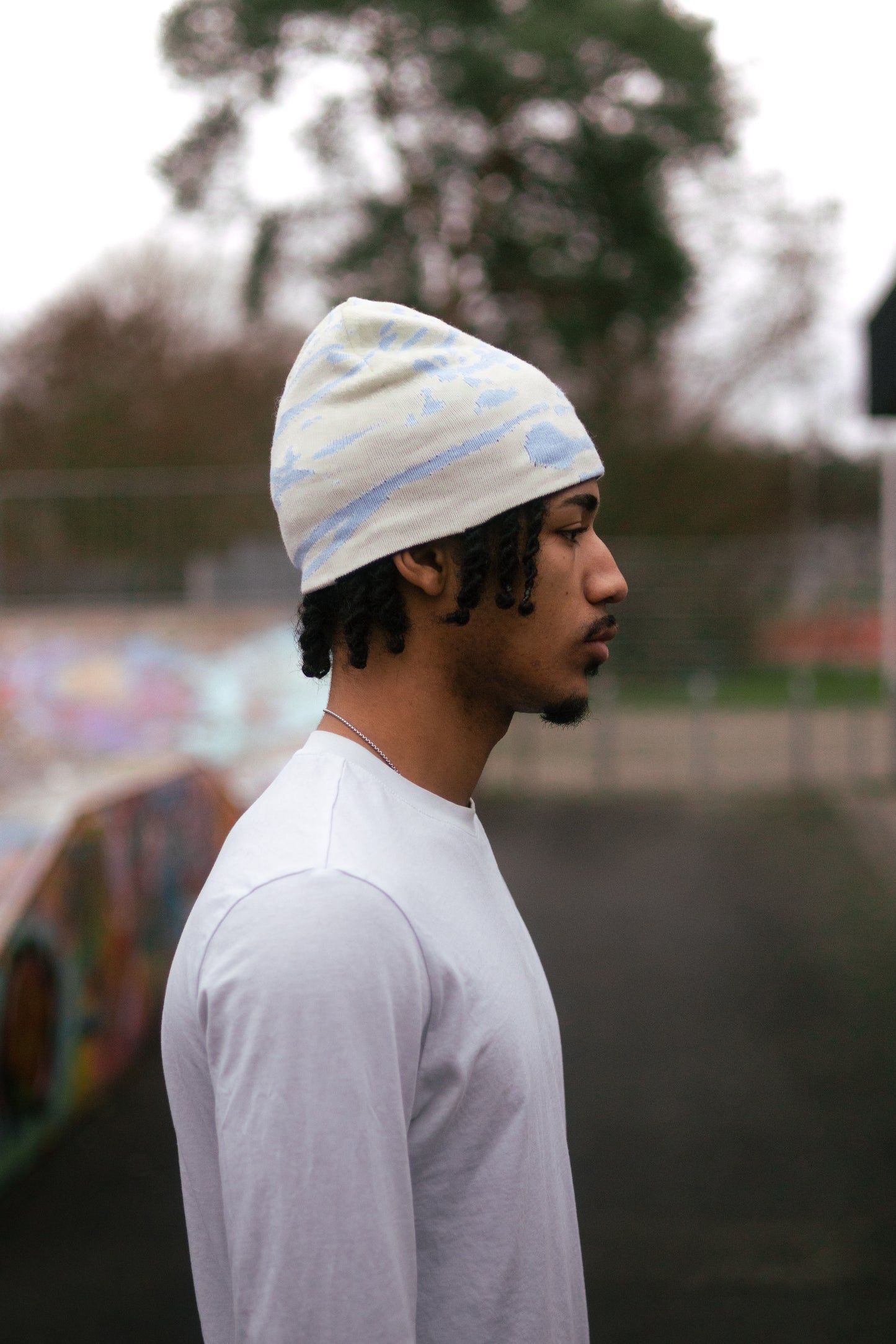 Reversible Beanie Navy Blue/Beige Baby Blue