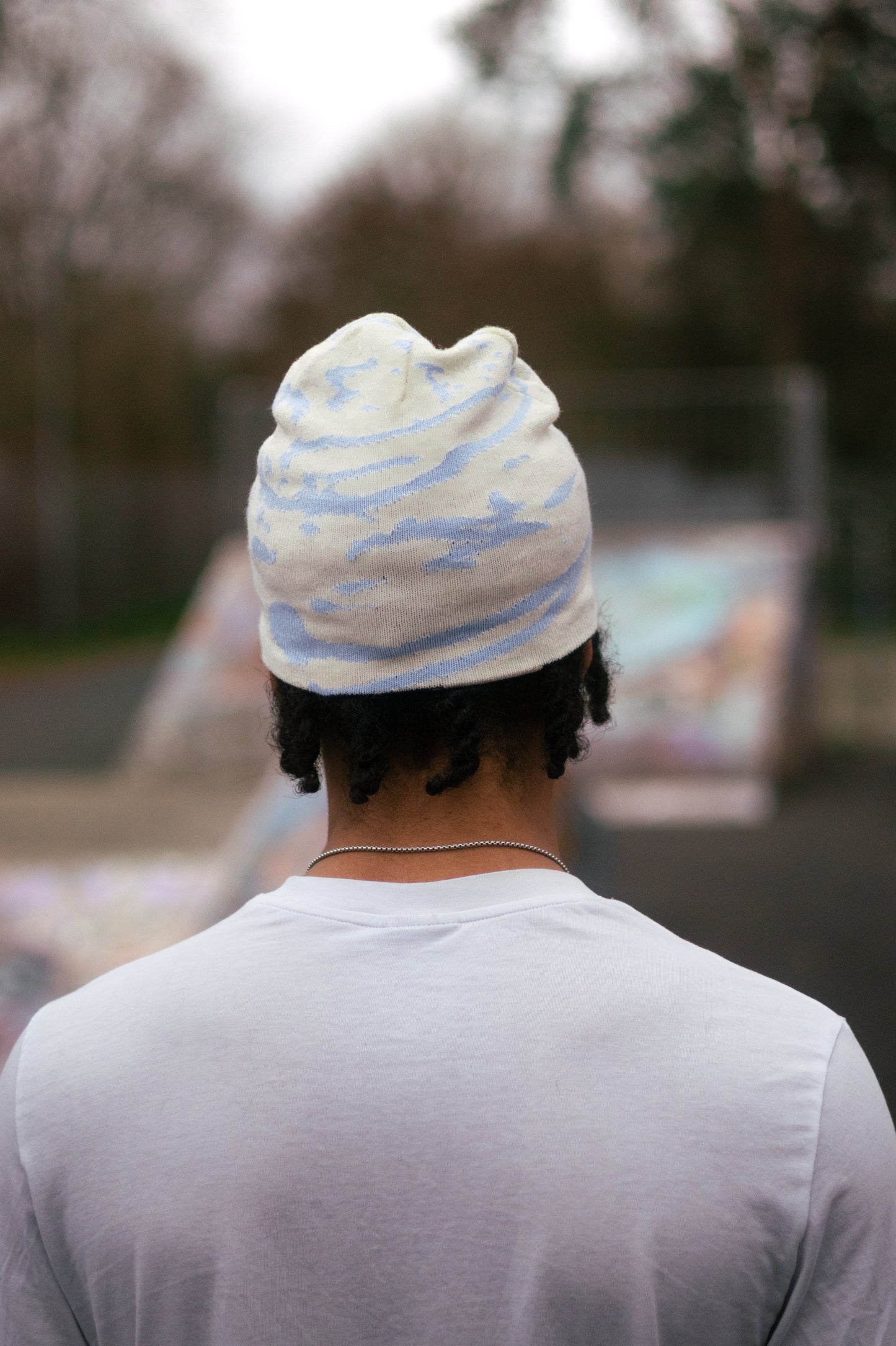 Reversible Beanie Navy Blue/Beige Baby Blue